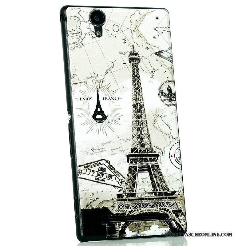 Hülle Sony Xperia T2 Karikatur Neu Nubuck, Case Sony Xperia T2 Schutz Handyhüllen Schwarz