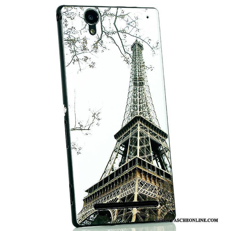 Hülle Sony Xperia T2 Karikatur Neu Nubuck, Case Sony Xperia T2 Schutz Handyhüllen Schwarz