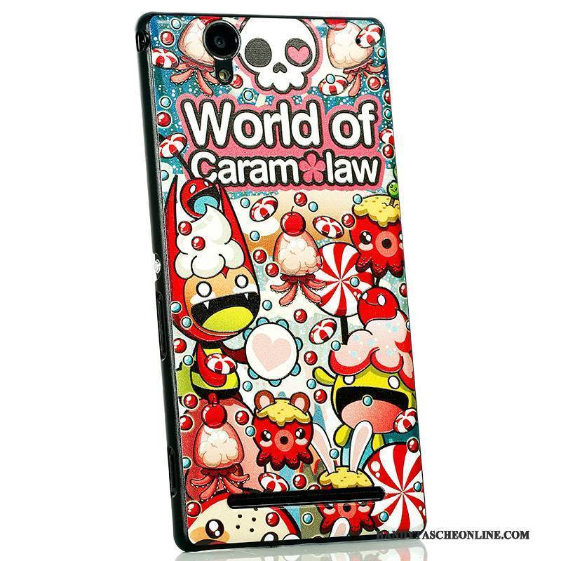 Hülle Sony Xperia T2 Karikatur Neu Nubuck, Case Sony Xperia T2 Schutz Handyhüllen Schwarz