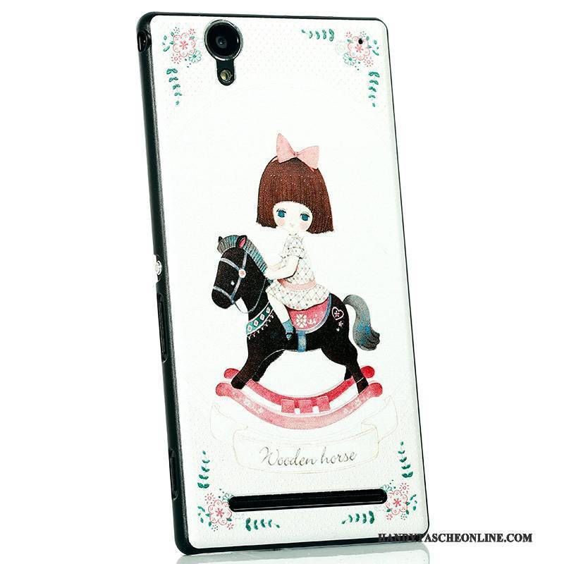 Hülle Sony Xperia T2 Karikatur Neu Nubuck, Case Sony Xperia T2 Schutz Handyhüllen Schwarz