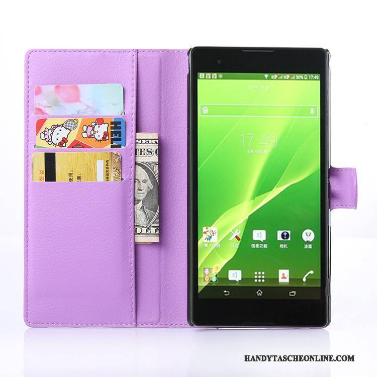 Hülle Sony Xperia T2 Lederhülle Handyhüllen Karte, Case Sony Xperia T2 Geldbörse Rosa