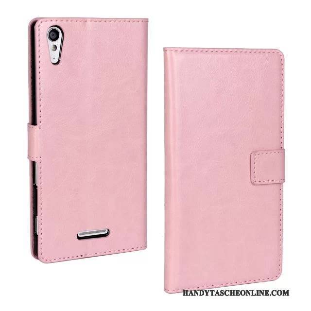 Hülle Sony Xperia T3 Leder Texture Handyhüllen, Case Sony Xperia T3 Schutz Rosa