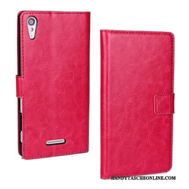 Hülle Sony Xperia T3 Leder Texture Handyhüllen, Case Sony Xperia T3 Schutz Rosa