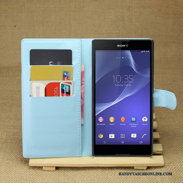 Hülle Sony Xperia T3 Lederhülle Lila Handyhüllen, Case Sony Xperia T3 Schutz