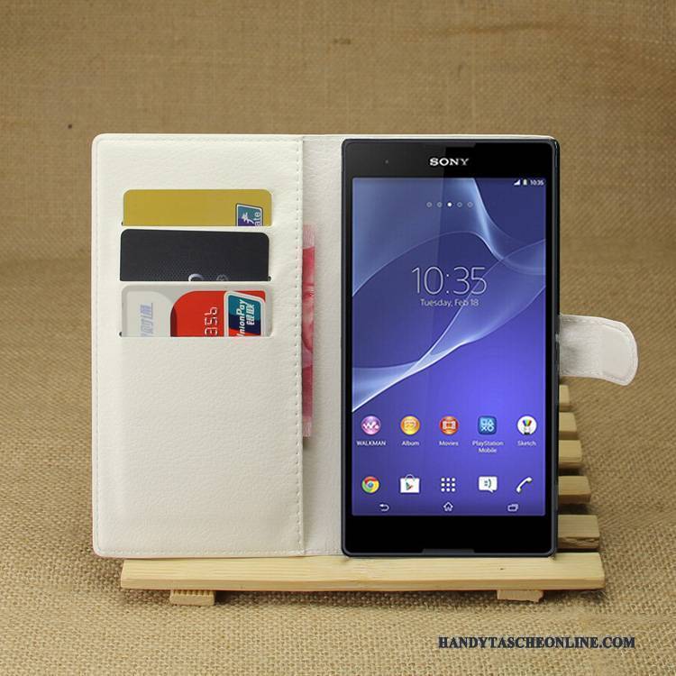 Hülle Sony Xperia T3 Lederhülle Lila Handyhüllen, Case Sony Xperia T3 Schutz