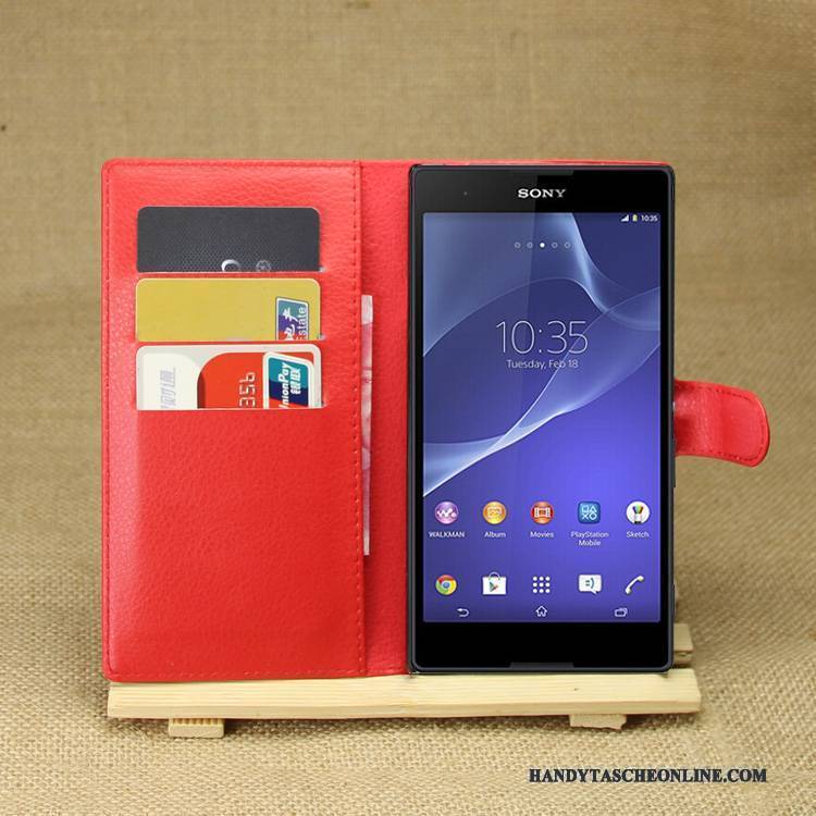 Hülle Sony Xperia T3 Lederhülle Lila Handyhüllen, Case Sony Xperia T3 Schutz