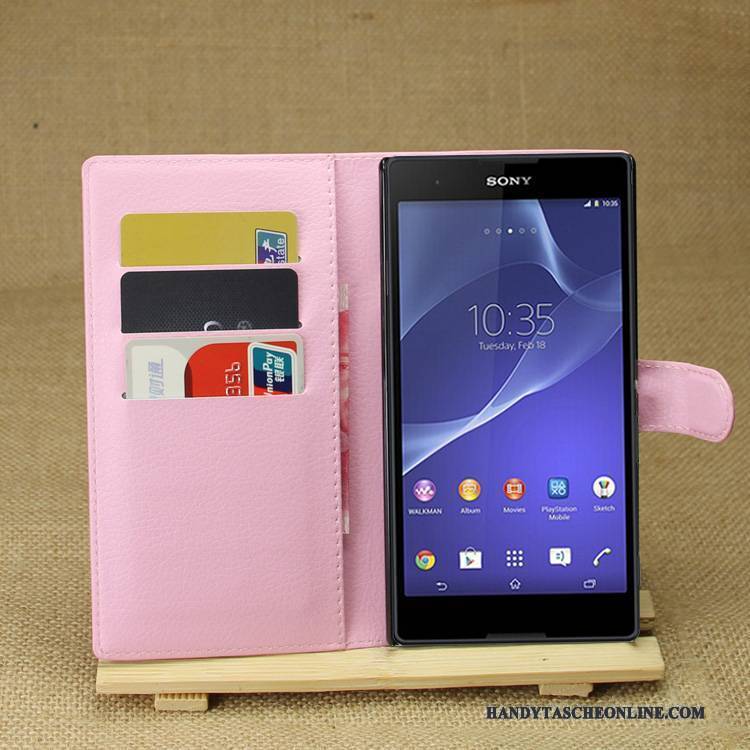 Hülle Sony Xperia T3 Lederhülle Lila Handyhüllen, Case Sony Xperia T3 Schutz