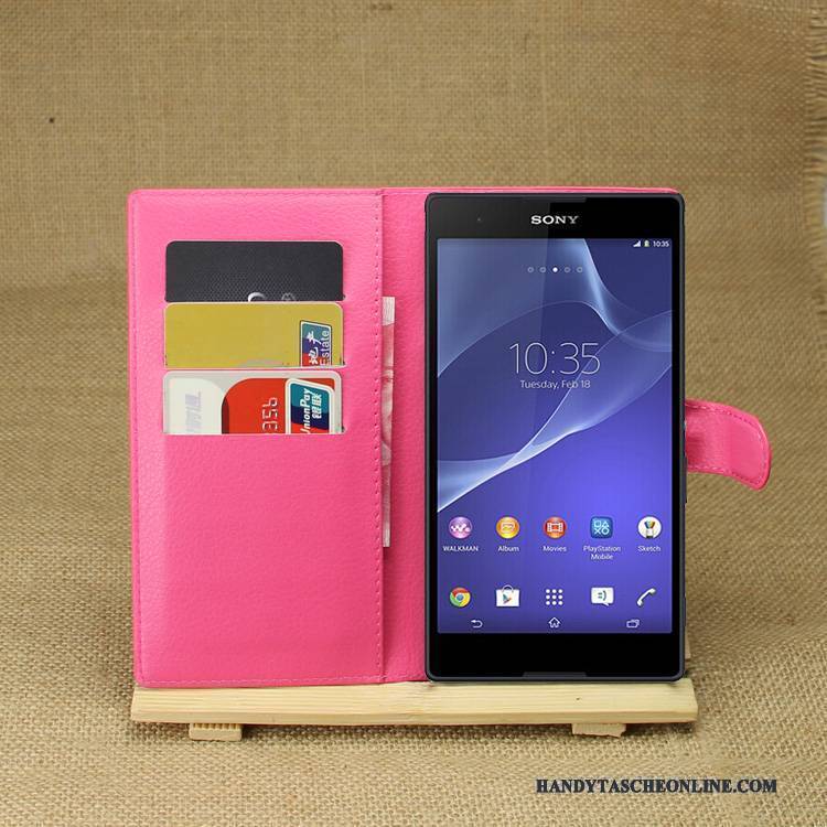 Hülle Sony Xperia T3 Lederhülle Lila Handyhüllen, Case Sony Xperia T3 Schutz