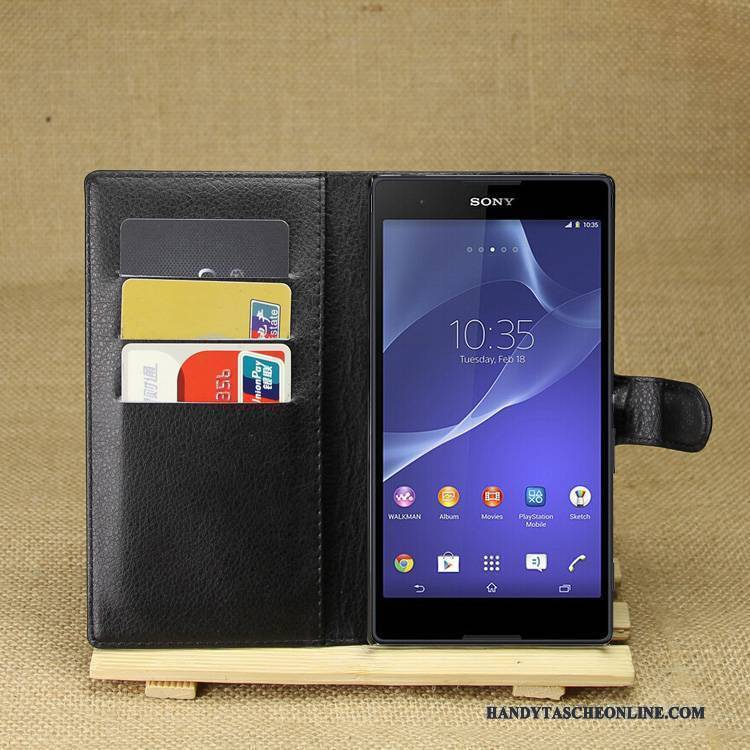 Hülle Sony Xperia T3 Lederhülle Lila Handyhüllen, Case Sony Xperia T3 Schutz