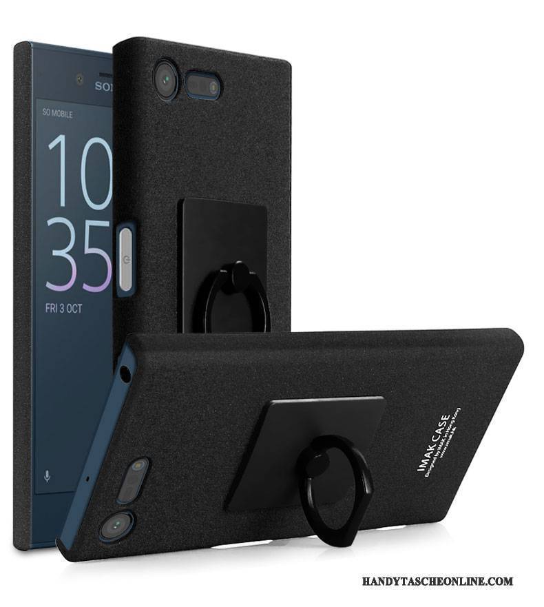 Hülle Sony Xperia X Compact Halterung Handyhüllen Ring, Case Sony Xperia X Compact Schutz Schwarz Nubuck