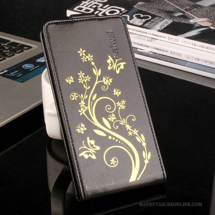 Hülle Sony Xperia X Compact Lederhülle Gold Lila, Case Sony Xperia X Compact Schutz Anti-sturz Muster