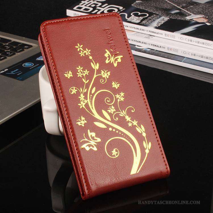 Hülle Sony Xperia X Compact Lederhülle Gold Lila, Case Sony Xperia X Compact Schutz Anti-sturz Muster