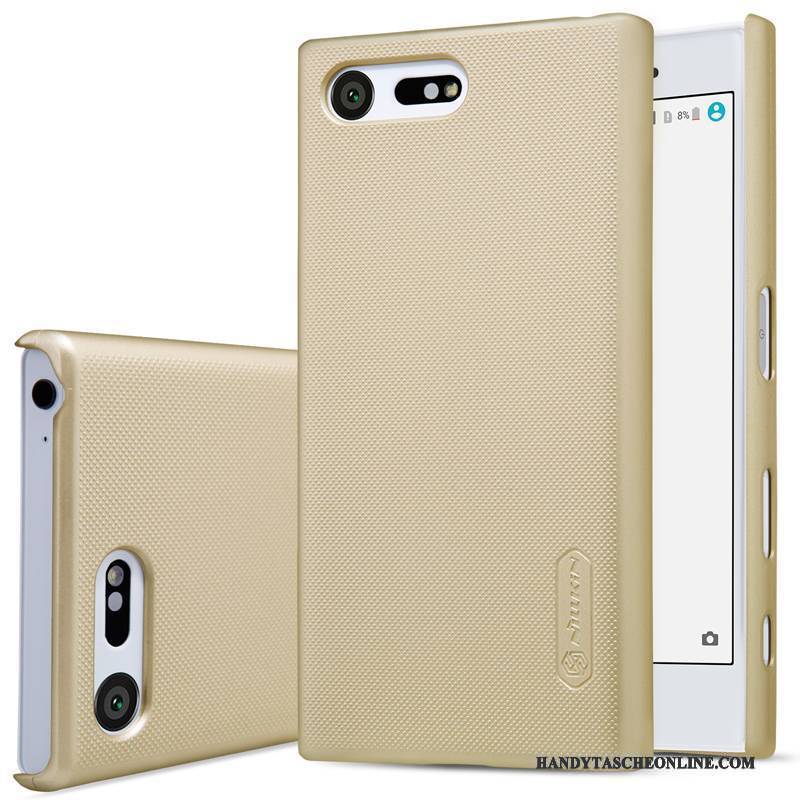 Hülle Sony Xperia X Compact Schwer Nubuck, Case Sony Xperia X Compact Gold Schwarz