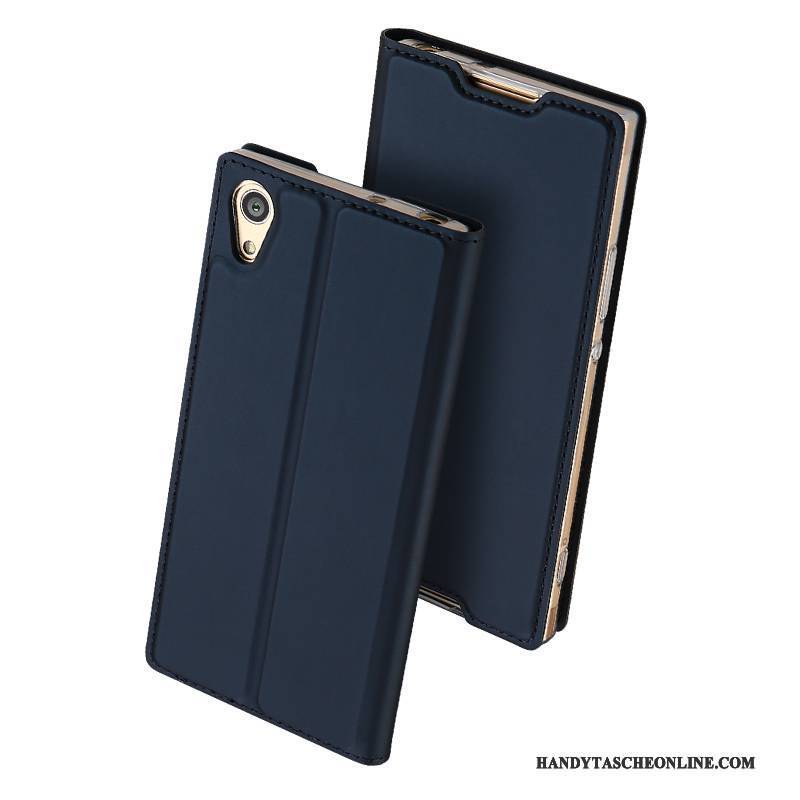 Hülle Sony Xperia Xa1 Lederhülle Business Gold, Case Sony Xperia Xa1 Folio Anti-sturz