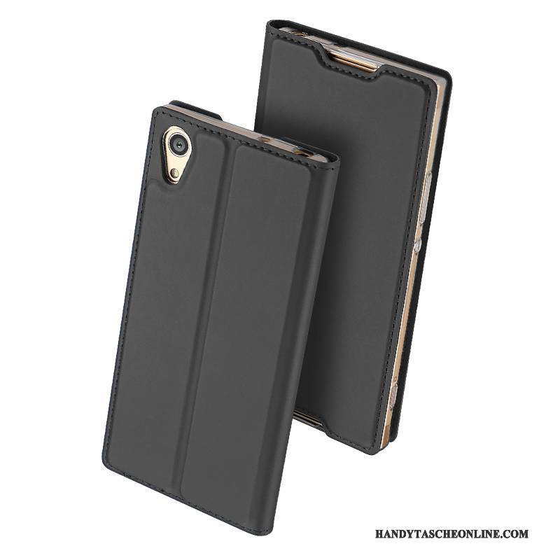 Hülle Sony Xperia Xa1 Lederhülle Business Gold, Case Sony Xperia Xa1 Folio Anti-sturz