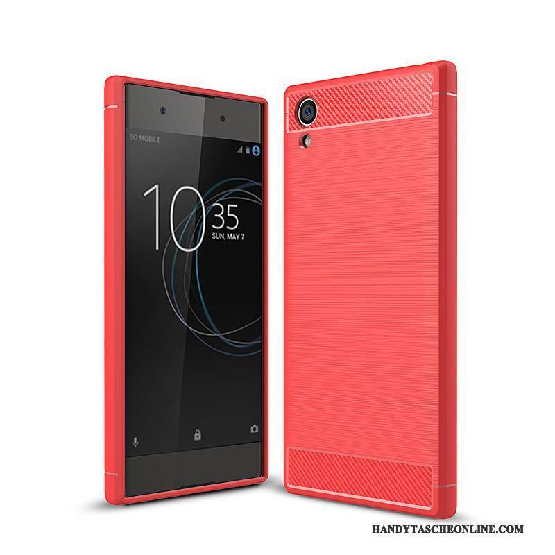 Hülle Sony Xperia Xa1 Plus Taschen Handyhüllen Rot, Case Sony Xperia Xa1 Plus Schutz Faser