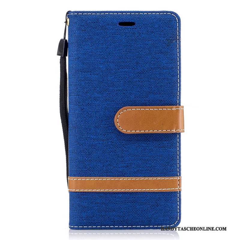 Hülle Sony Xperia Xa1 Schutz Denim Lila, Case Sony Xperia Xa1 Geldbörse