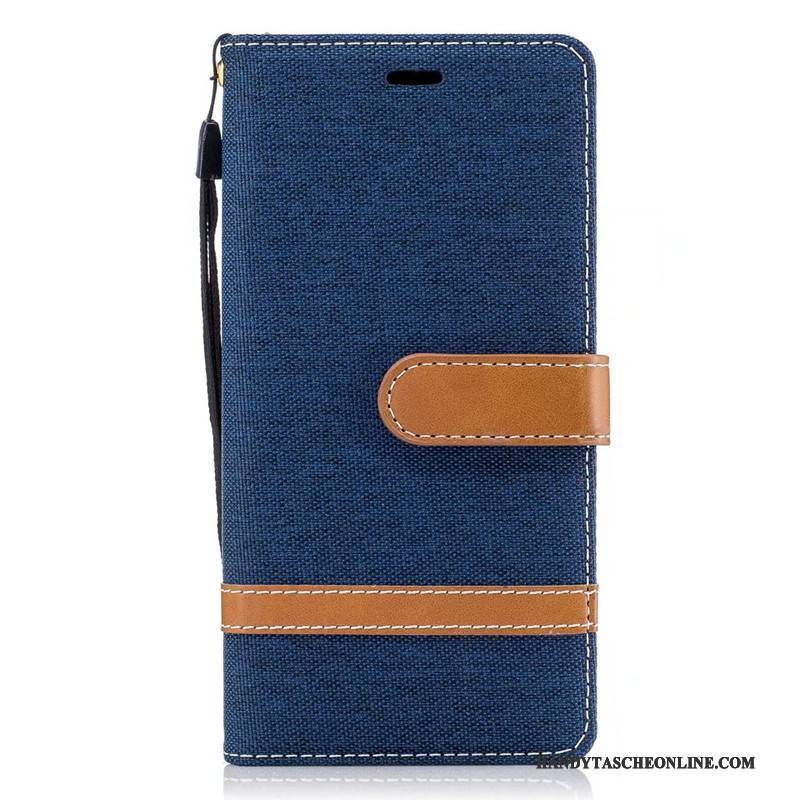 Hülle Sony Xperia Xa1 Schutz Denim Lila, Case Sony Xperia Xa1 Geldbörse