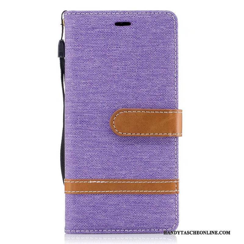 Hülle Sony Xperia Xa1 Schutz Denim Lila, Case Sony Xperia Xa1 Geldbörse