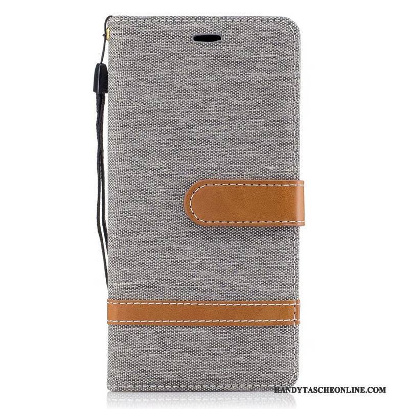 Hülle Sony Xperia Xa1 Schutz Denim Lila, Case Sony Xperia Xa1 Geldbörse