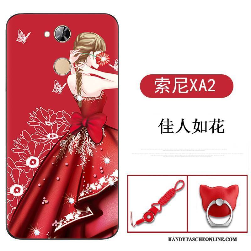 Hülle Sony Xperia Xa2 Silikon Handyhüllen Rot, Case Sony Xperia Xa2 Karikatur