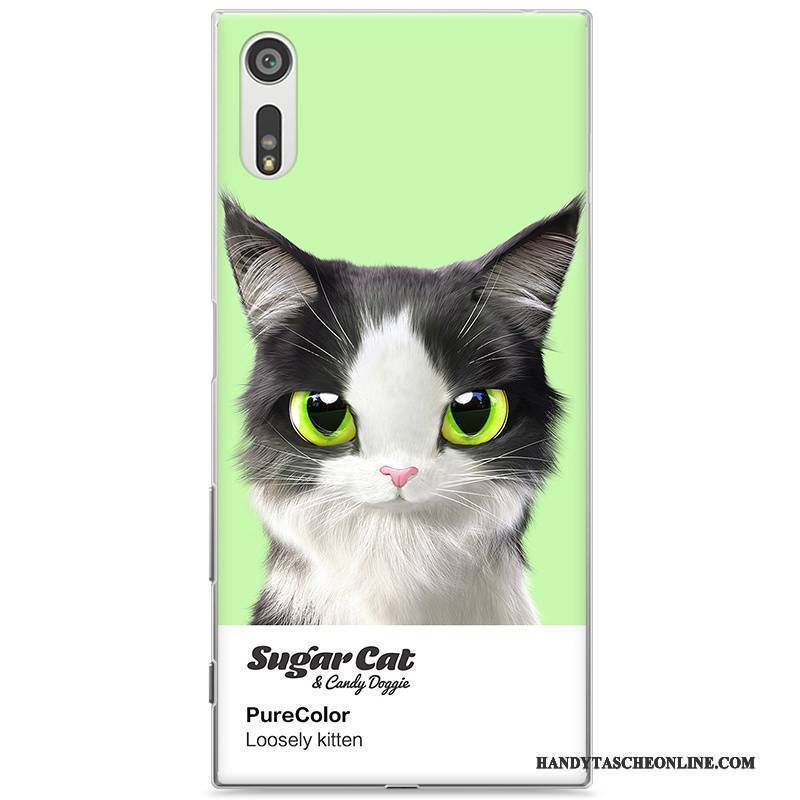 Hülle Sony Xperia Xz Karikatur Katzen Grün, Case Sony Xperia Xz Schutz Schwer Handyhüllen