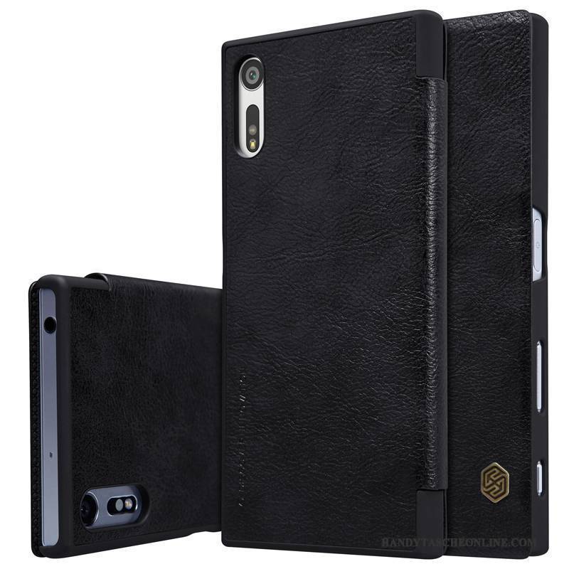 Hülle Sony Xperia Xz Lederhülle Gold Handyhüllen, Case Sony Xperia Xz Schutz Schwarz