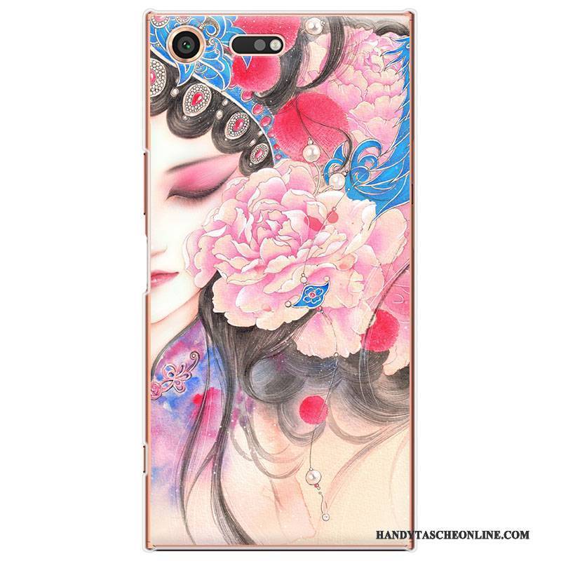 Hülle Sony Xperia Xz Premium Schutz Rot Chinesische Art, Case Sony Xperia Xz Premium Schwer Handyhüllen