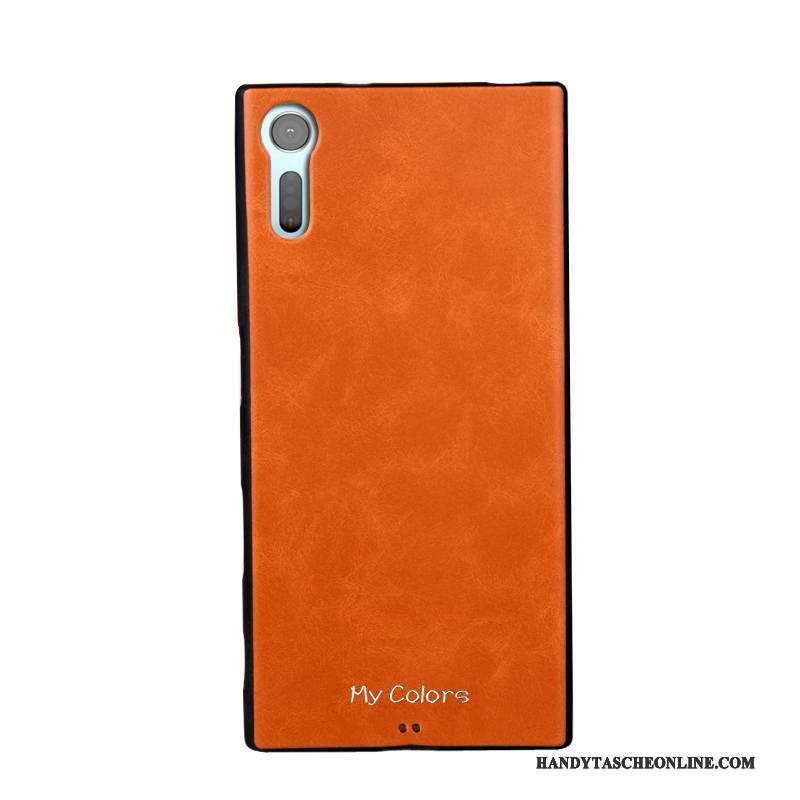 Hülle Sony Xperia Xz Taschen Nubuck Anti-sturz, Case Sony Xperia Xz Weiche Orange Handyhüllen