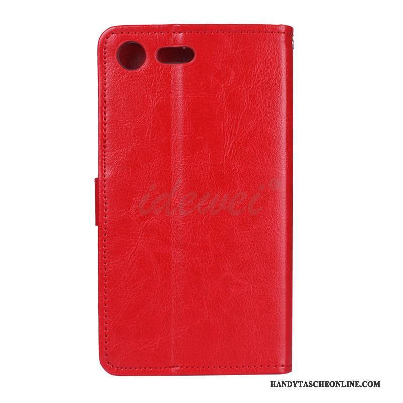 Hülle Sony Xperia Xz1 Compact Folio Rot Handyhüllen, Case Sony Xperia Xz1 Compact Lederhülle