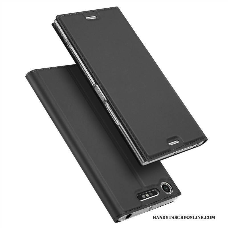 Hülle Sony Xperia Xz1 Compact Halterung Anti-sturz Gold, Case Sony Xperia Xz1 Compact Folio Business