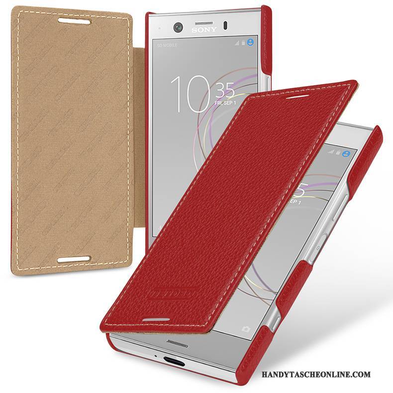 Hülle Sony Xperia Xz1 Compact Leder Handyhüllen Grün, Case Sony Xperia Xz1 Compact Folio Anti-sturz Dunkel