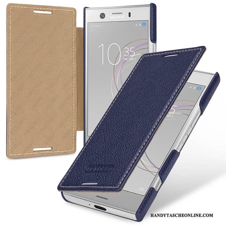 Hülle Sony Xperia Xz1 Compact Leder Handyhüllen Grün, Case Sony Xperia Xz1 Compact Folio Anti-sturz Dunkel