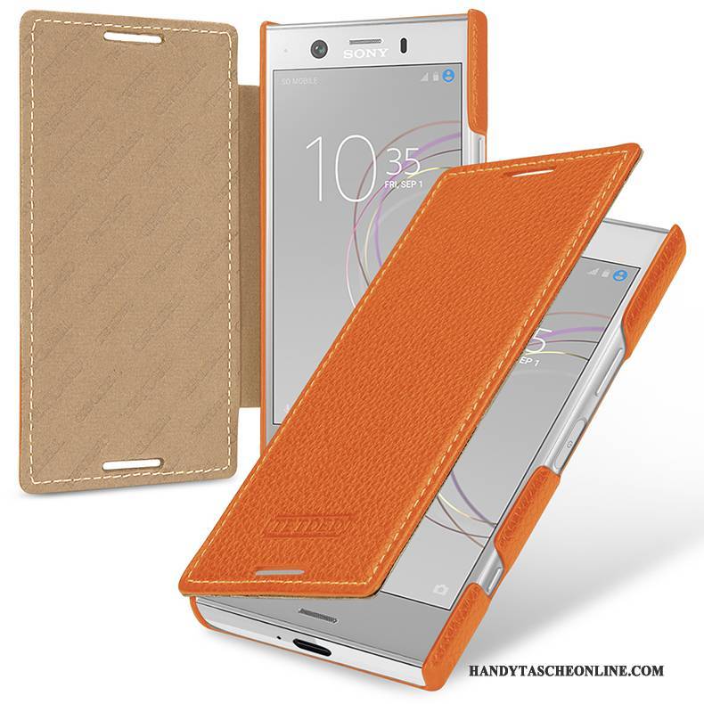 Hülle Sony Xperia Xz1 Compact Leder Handyhüllen Grün, Case Sony Xperia Xz1 Compact Folio Anti-sturz Dunkel