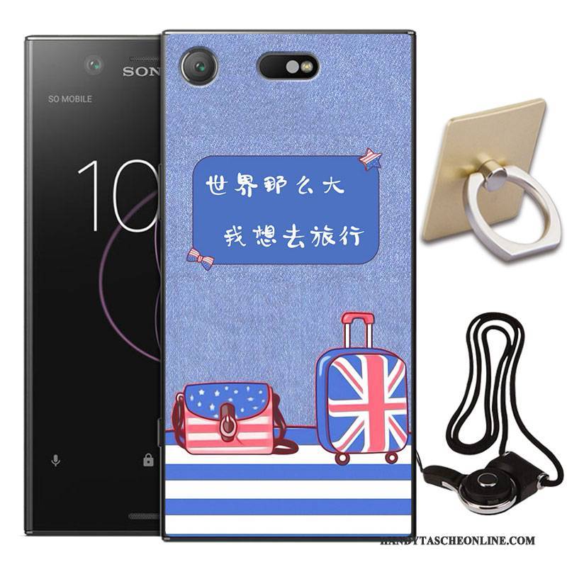 Hülle Sony Xperia Xz1 Compact Schutz Handyhüllen Blau, Case Sony Xperia Xz1 Compact Weiche Anti-sturz