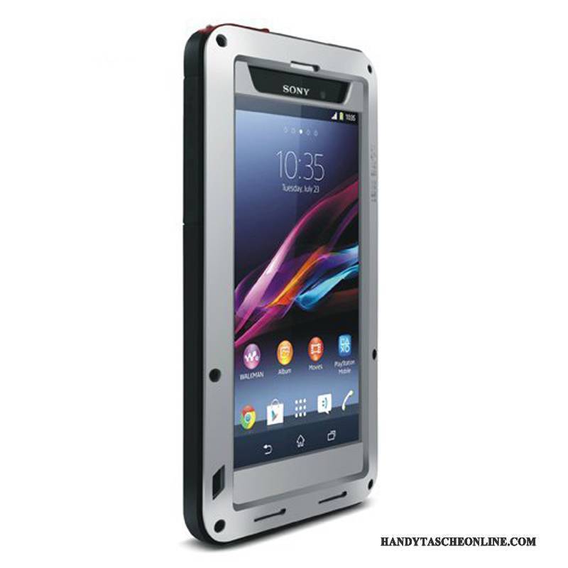 Hülle Sony Xperia Z1 Metall Handyhüllen Drei Verteidigungen, Case Sony Xperia Z1 Schutz Grenze Anti-sturz