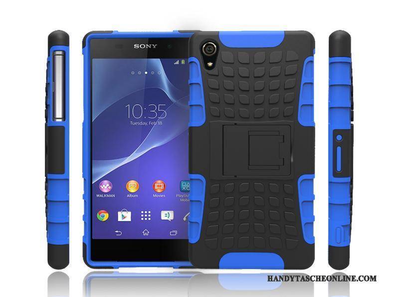 Hülle Sony Xperia Z2 Halterung Anti-sturz Muster, Case Sony Xperia Z2 Schutz Handyhüllen Blau