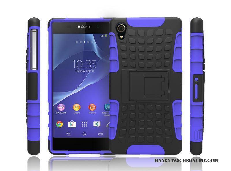 Hülle Sony Xperia Z2 Halterung Anti-sturz Muster, Case Sony Xperia Z2 Schutz Handyhüllen Blau