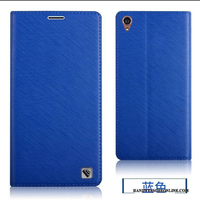 Hülle Sony Xperia Z3 Lederhülle Hintere Abdeckung Blau, Case Sony Xperia Z3 Weiche