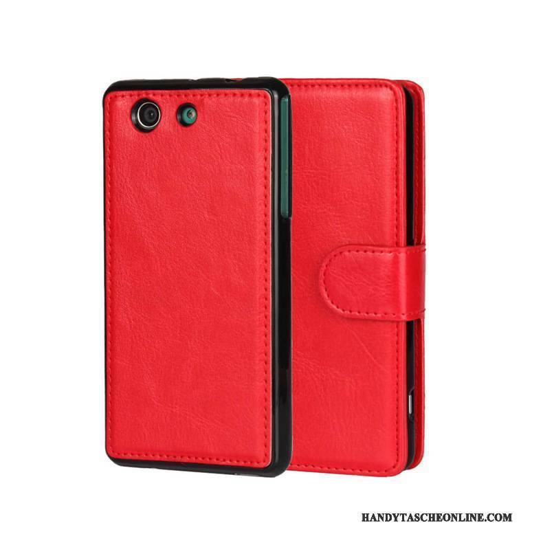 Hülle Sony Xperia Z3 Lederhülle Rot Handyhüllen, Case Sony Xperia Z3 Schutz