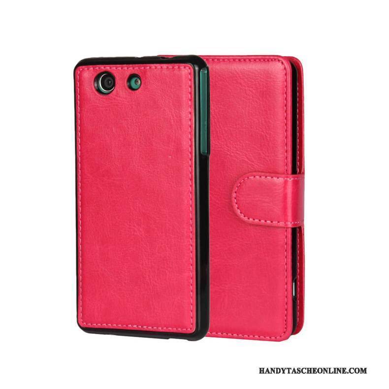 Hülle Sony Xperia Z3 Lederhülle Rot Handyhüllen, Case Sony Xperia Z3 Schutz