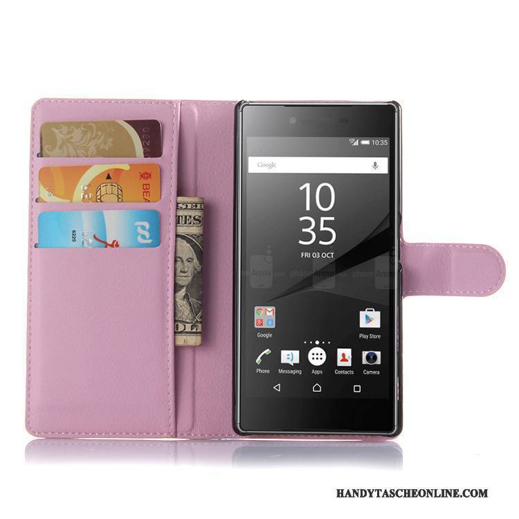 Hülle Sony Xperia Z5 Geldbörse Rosa Handyhüllen, Case Sony Xperia Z5 Lederhülle