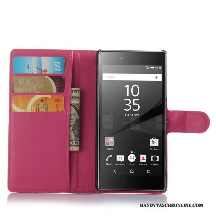 Hülle Sony Xperia Z5 Geldbörse Rosa Handyhüllen, Case Sony Xperia Z5 Lederhülle