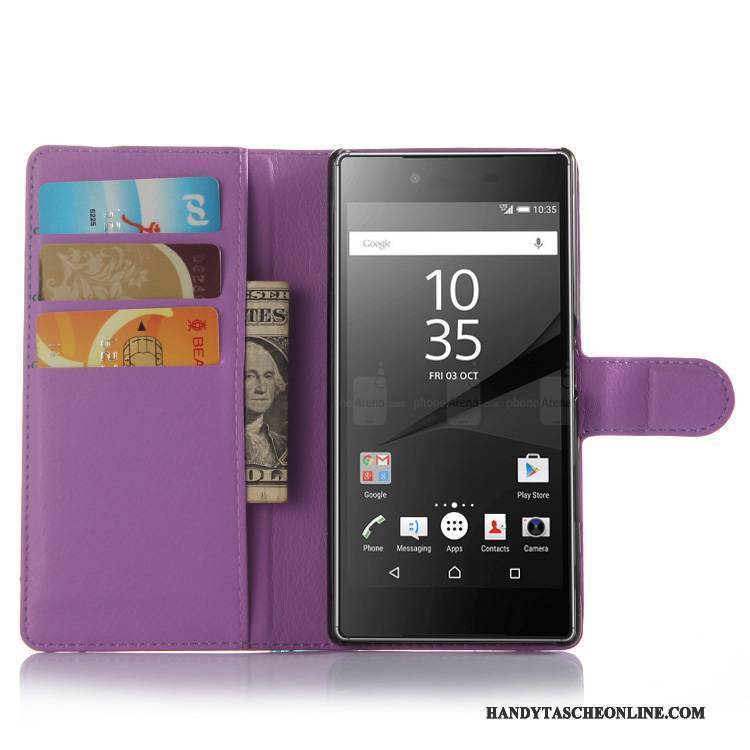 Hülle Sony Xperia Z5 Geldbörse Rosa Handyhüllen, Case Sony Xperia Z5 Lederhülle