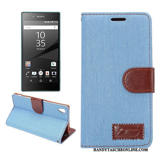 Hülle Sony Xperia Z5 Weiche Handyhüllen Muster, Case Sony Xperia Z5 Schutz Stoff Blau