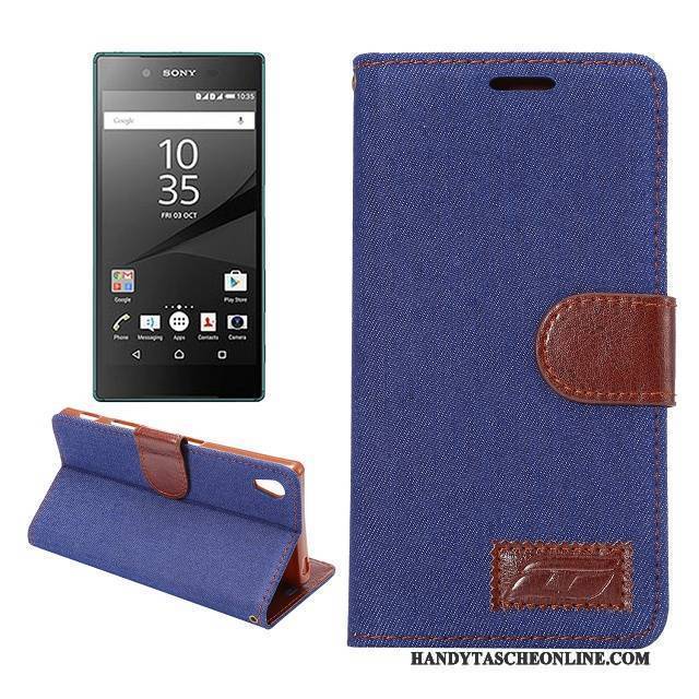 Hülle Sony Xperia Z5 Weiche Handyhüllen Muster, Case Sony Xperia Z5 Schutz Stoff Blau