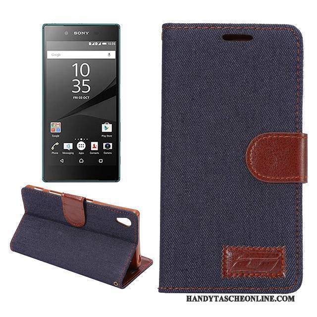 Hülle Sony Xperia Z5 Weiche Handyhüllen Muster, Case Sony Xperia Z5 Schutz Stoff Blau