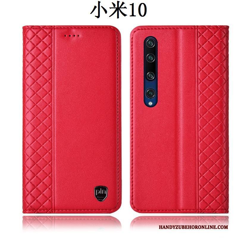 Hülle Xiaomi Mi 10 Lederhülle Mini Rot, Case Xiaomi Mi 10 Folio Anti-sturz Handyhüllen