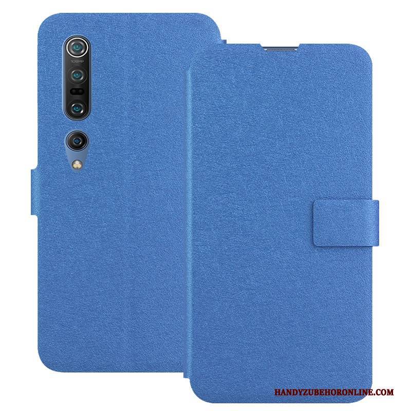 Hülle Xiaomi Mi 10 Pro Folio Handyhüllen Blau, Case Xiaomi Mi 10 Pro Weiche Anti-sturz Mini