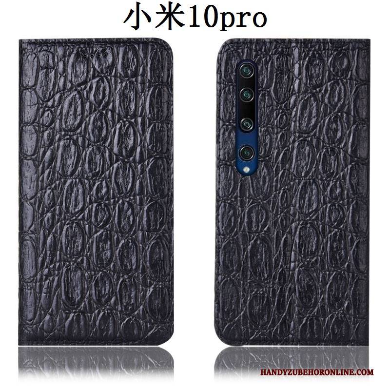 Hülle Xiaomi Mi 10 Pro Taschen Schwarz Anti-sturz, Case Xiaomi Mi 10 Pro Lederhülle Handyhüllen Jugend